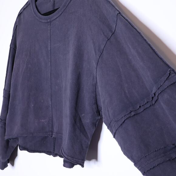 OLI & HALI Acid Wash Exposed Seam Sweatshirt Black Oversized Casual Women's M - Picture 3 of 13